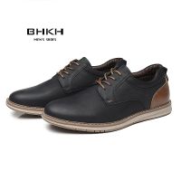 BHKH New Shoes For Men 2022 Spring/Summer Pu Leather Breathable Casual Shoes Lace up Office Style Business Mens Sneaker Zapatil