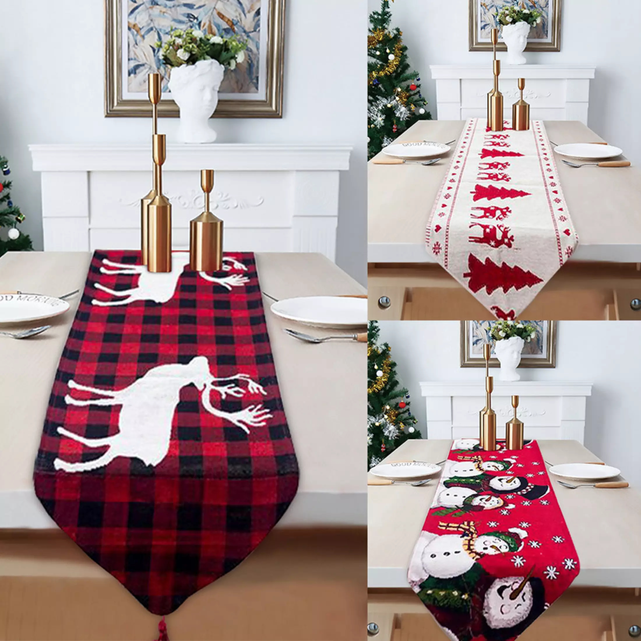 Table Runner Cover Tablecloth Cloth Christmas Decorations Cotton Linen Xmas Home 