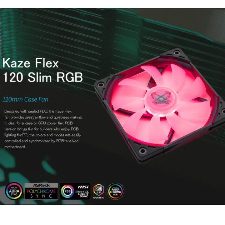 Scythe Kaze Flex RGB 120 Slim 120mm PWM 1800 RPM Quiet Cooling Fan