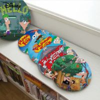 【LZ】 Disney Phineas And Ferb Cushion Mat Round Seat Cushion Office Dining Stool Pad Sponge Sofa Mat Non-Slip Chair Cushions