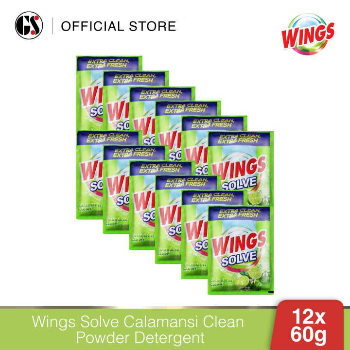 Wings Solve Calamansi Clean Powder Detergent 60g (6sachets) Set of 2