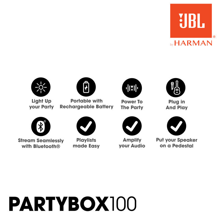 jbl-party-box-100-ลำโพงบลูทูธไร้สาย-ขนาด-2-5-25-นิ้ว-160-วัตต์-สำหรับปาร์ตี้-ด้วย-dynamic-light-show-แบตใช้งานได้-12-ชม-รับประกันสินค้า-1-ปี