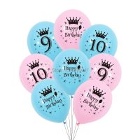 12pcs/lot 9th 10th year birthday balloon kids boy girl pink blue birthday party decorations number 9 10 happy birthday balloons Balloons