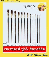 เรนาซองซ์  พู่กัน สีอะคริลิค ด้ามน้ำตาล ชนิด แบน  Renaissance  Renaissance Acrylic Colour  Brush  FLAT (1 ด้าม)