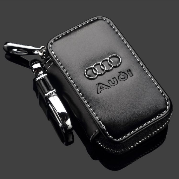 Audi Car Key Bag Leather Zipper Large Capacity Loss Prevention Car Logo