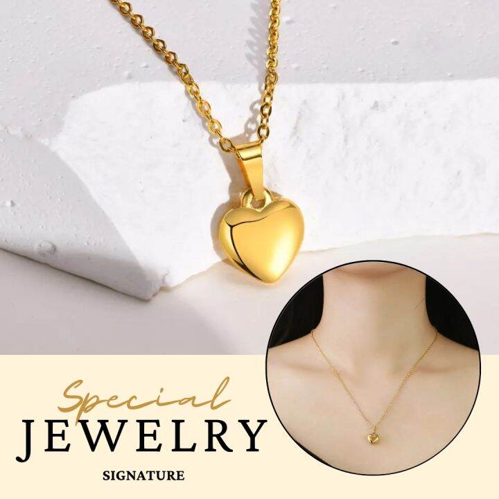 Gold Plated Love Heart Necklace, Stainless Steel Heart