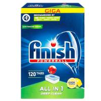 ผลิตภัณฑ์ล้างจานชนิดก้อน 120tab Finish Powerball Finish All in1 Dishwasher Lemon สำหรับเครื่องล้างจานอัตโนมัติ