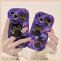 เคสแมว Alofs สีดำสำหรับ Vivo Y11 Y17 Y12 Y15 Y16 Y02 Y35 Y12i Y20 Y20i Y20S Y12S Y30G Y51 Y91C Y30i Y95 Y11s Y22 Y33S Y20A Y93 Y12A Y33T Y20G Y1S Y50น่ารักน่ารักมันวาวสัตว์เลี้ยงการ์ตูนพร้อมเปลือกที่วางขาตั้ง