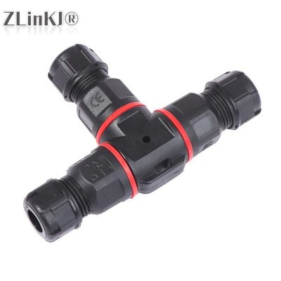 【CW】 1Pcs IP68 connector T 3 Pin 250V 24A Cable Wire Sleeve Outdoor 3-core