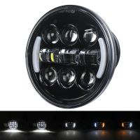 ✌☜5-3/4 5.75มอเตอร์ไซค์ Inch โปรเจ็คเตอร์ LED Moto ไฟหน้าส่องรัศมี5.75นิ้วโคมไฟสำหรับ Sportster 883 XL1200เหล็ก