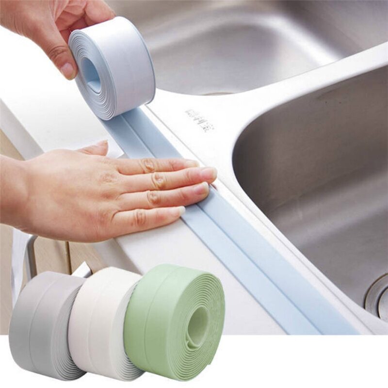 {Deli tape} Bathroom Kitchen Sealing Strip Tape PVC Waterproof Wall Sticker Self Adaptive Sink Crack Bathtub Corner Sealant