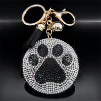 【LZ】ﺴ❣☏  Cão e gato pata chaveiro para mulheres e homens cristal cor dourada animal garra chaveiro acessórios saco bonito presente da jóia K9814S01