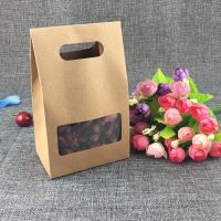30pcs 10x6x16cm wedding kraft paper gift bags/boxes Paper brown stand up window for wedding/Gift/Jewelry/Food/Candy Packing Bag