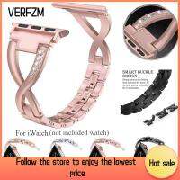 VERFZM SHOP สายรัดข้อมือ38มม. 42มม. 40มม. 44มม. สายนาฬิกาข้อมือเพชรสายเหล็กสแตนเลสสายนาฬิกาข้อมือวง