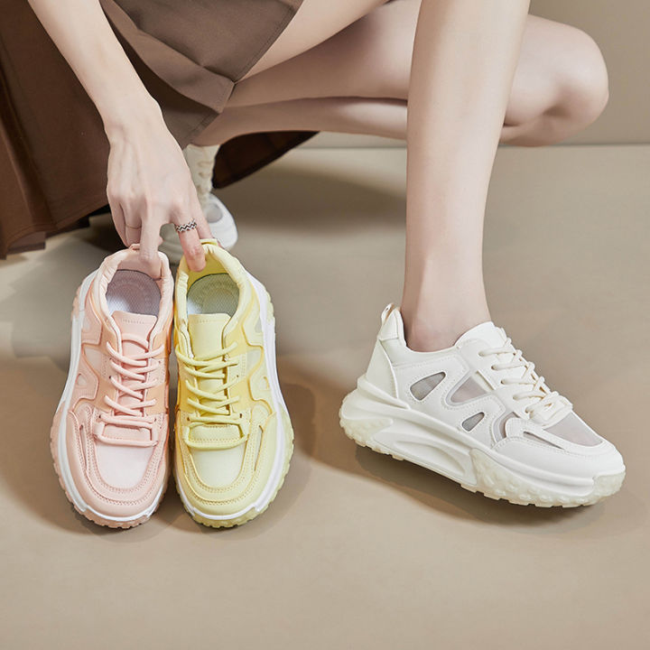 ins-รองเท้าคุณพ่อผู้หญิงสไตล์เกาหลี-2023-รองเท้ากีฬาระบายอากาศนักเรียนรุ่นใหม่ฤดูร้อนรองเท้าลำลองเพิ่มความสูงตาข่าย-2607