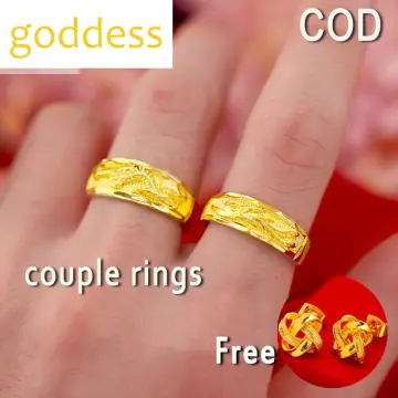 2Pcs Love Heart Matching Anniversary Couples Stuff Rings Ins Net