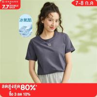 GIORDANO Women T-Shirts High-Tech Cooling Flower Emboss Summer Tee Short Sleeve Crewneck Relaxed Comfort Casual Tshirts 05323418