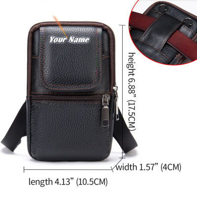 MVA Men Genuine Leather Small Messenger Shoulder Satchel Phone Pouch Belt Waist Bag Women Luxury Pouch Belt Fanny Waist Bag Pack