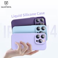 Casing Silikon Cair SmartDevil untuk iPhone 14 Pro Max Cover Belakang Ungu Tua untuk Lensa Kamera Lunak Magsafe dengan Pelindung Layar