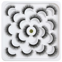 MAANGE 10 คู่ ขนตาปลอม3D Mink Lashes ขนตาปลอมยาวแบบธรรมชาติ