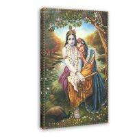 AOMACA Radha Krishna เครื่องตกแต่งฝาผนังคนรักศักดิ์สิทธิ์โปสเตอร์ภาพเขียนของขวัญของตกแต่งห้องทำงานอุปกรณ์ตกแต่งห้องนอน12X18นิ้ว (30X45ซม.) กรอบสไตล์