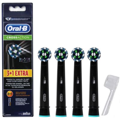 Oral B Cross Action 4 Replacement Brush Head Black Electric Toothbrush Head สีดำ ข้ามการกระทำ 4 หัวแปรงสำรอง หัวแปรงสีฟันไฟฟ้า