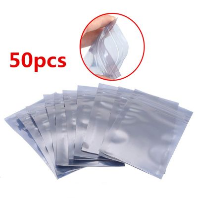 50pcs Antistatic Aluminum Storage Bag 4 size Ziplock Bags Resealable Anti Static Pouch For Electronic Accessories Package Bags