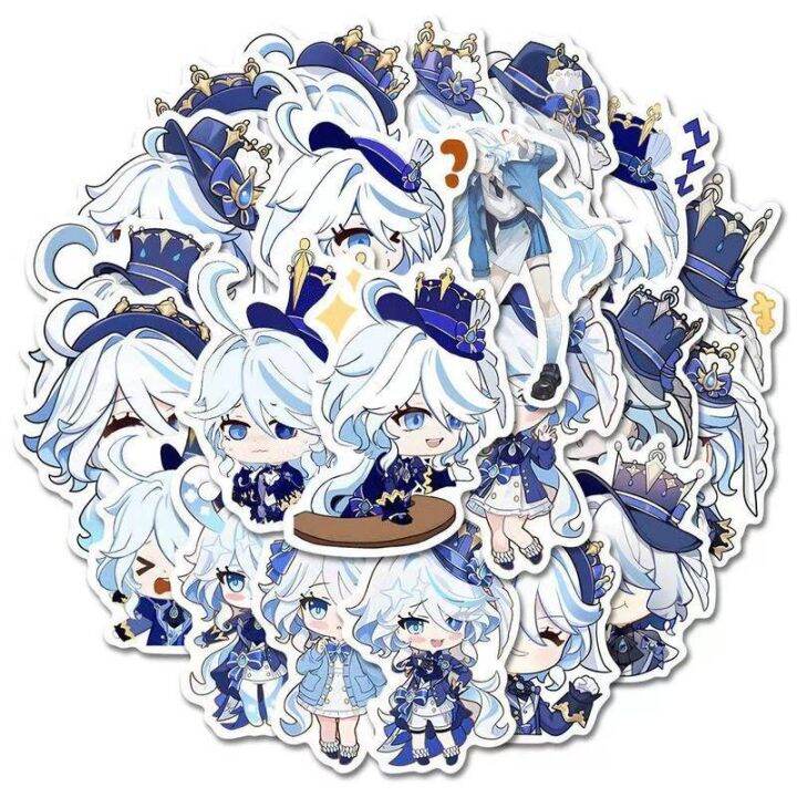 56PcsSet Game Genshin Impact Stickers Focalors Furina Anime Cartoon ...