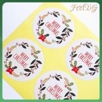 FEELDG Cookie Box Paper Merry Christmas Party Supplies Wedding Decor Elk Package Label Sealing Tag Kraft Stickers Adhesive Label