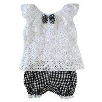 2pcs Baby Girls Clothing set Summer Tops T-Shirt + plaid shorts bowknot