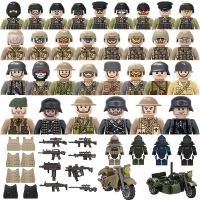 Military Figures Building Blocks Toys US Germany Britain Soviet Army Soldier SWAT Figurine WW2 Battlefield Accessories Bricks ﹍☞