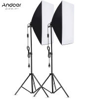 Vieline-Andoer Studio Photography Softbox Kit With 50X70Cm Softbox * 2 + 2M Metal Tripod Stand * 2 For Live Streaming Portrait Product Photo Video