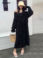 XITAO Dress Tassel Pullover Full Sleeve Casual Fashion Black Dress