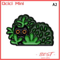 Qcici เข็มกลัดเคลือบแมวน่ารักสร้างสรรค์พืชสีเขียวดอกไม้ปกกระเป๋าเป้สะพายหลังเข็มกลัดอัลลอยด์เครื่องประดับตกแต่งเสื้อกันหนาวของขวัญสำหรับผู้หญิง