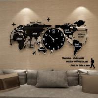 World Map Wall Clock Nordic Modern Minimalist Decoration Acrylic For Home Bedroom Office Ornaments