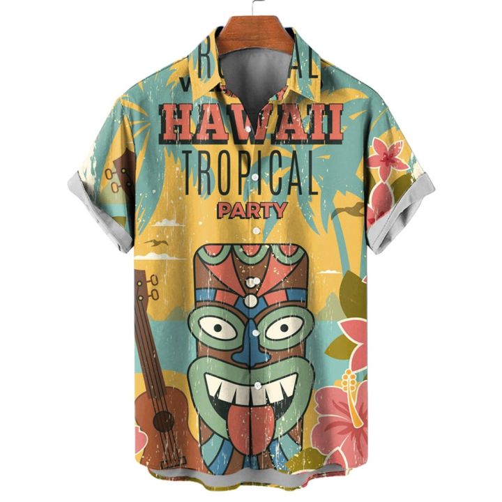 เสื้อฮาวายฤดูร้อนสำหรับผู้ชายเสื้อผู้ชายแฟชั่นพิมพ์ลาย3d-ขนาดใหญ่เสื้อผ้าแนวสตรีทเสื้อแขนสั้นชายหาดเสื้อระบายอากาศ