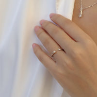 SWAN - Pin Stone Ring แหวนเงินแท้ แหวนฝังเพชรรอบ ฝังเพชรคิวบิกเซอร์โคเนีย cubic zirconia