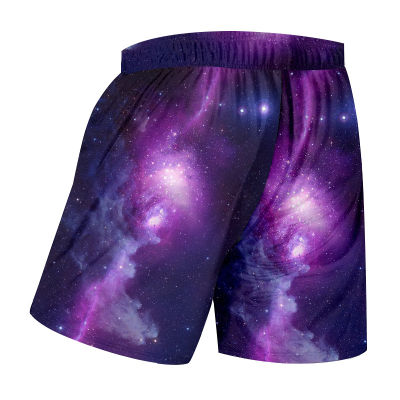 OGKB Summer Mens Beachshorts Cool Print Purple Galaxy Space 3D Board Shorts Man Hiphop Quick Dry Polyester Swimshorts Homme