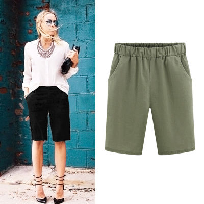 Summer Large Size women shorts Loose Cotton Solid Color Casual Shorts Female Plus Size 6XL Short Pants
