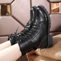 Women Boots British Style Classic Women Motorcycle 0 Boots Punk Bandage Autumn Waterproof Shoes Bota Feminina Size hjm9