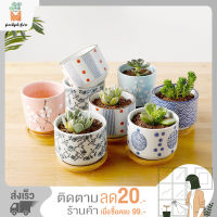 Plant pot กระถางต้นไม้ กระถางต้นไม้เซรามิกรูปถ้วยชา 1ชุด（กระถางต้นไม้+ถาดรอง） สินค้าพร้อมส่งจากไทย By Plantpot.store