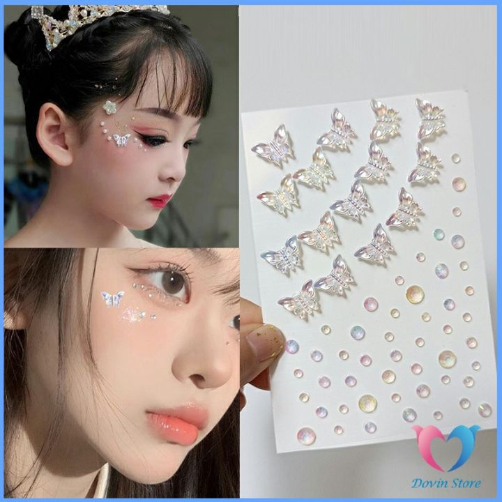 ds-สติ๊กเกอร์แต่งหน้า-ประดับเพชร-diy-butterfly-sticker