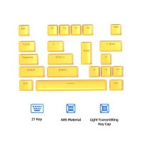 Keycaps Keycaps Keycaps AULA 21-Key Abs Keycaps ไฟสื่อหมวกคีย์ที่มีคุณภาพสูงถอดออกได้กันลื่นทนต่อการสึกหรอสำหรับคีย์บอร์ดแบบกลไกทั่วไป