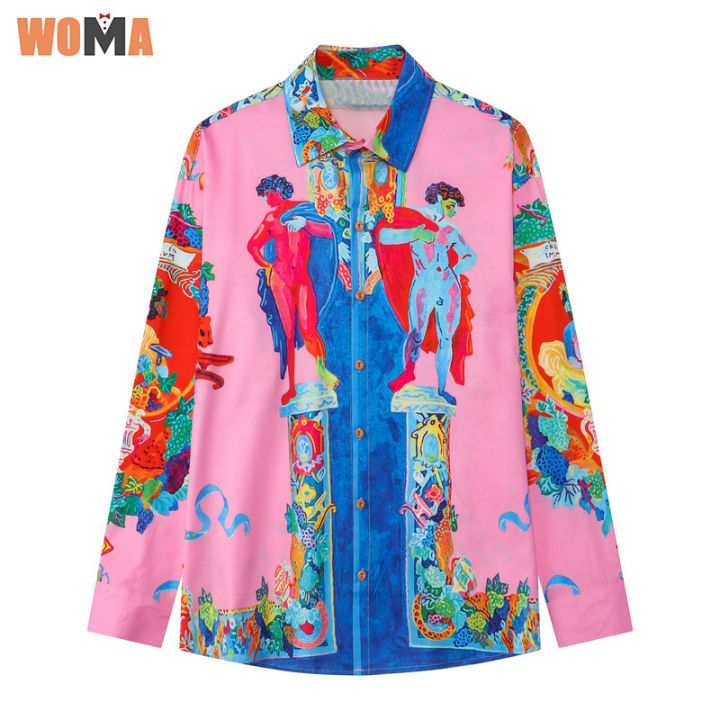 woma-เสื้อแขนยาวพิมพ์ลายผู้ชาย-เสื้อคอปกเสื้อเชิ้ตผู้ชายบางโอเวอร์ไซส์บางเสื้อเชิ้ตลายดอกฤดูร้อน