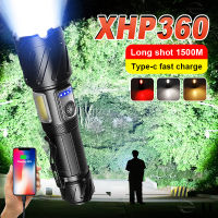 ซูเปอร์ XHP360พลังงานสูงไฟฉาย Led 26650 XHP90ที่มีประสิทธิภาพยุทธวิธีไฟฉายไฟฉายแบบชาร์จมือโคมไฟสำหรับตั้งแคมป์