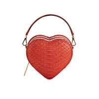 [SUVIMOL] Tiny Heart Bag - Limited Belly Plain Red PYTHON กระเป๋าจิ๋วทรงหัวใจหนังงูส่วนท้องสีแดง