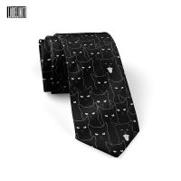 New 8cm Wide Black Tie Mens Cute Fun Kitten Dark Style Neckties Hip-Hop Street Shirt Accessories Casual Business Wedding Party Ties