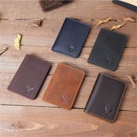 Handmade Genuine Leather Credit Card Sleeves Vintage Short Handcraft Slim Small Man Card Wallet Bank Cardholder Purse Card Holders