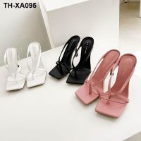 European and American wind new coach a word with fine with high heels with cool slippers female temperament summer wear half slippers