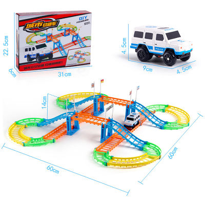 2021Assembled Track Electric Variety Railway Toys Child Kids Car Magic Track Roller Coaster Electric Rail DIY Rail Car Set Toy Gifts